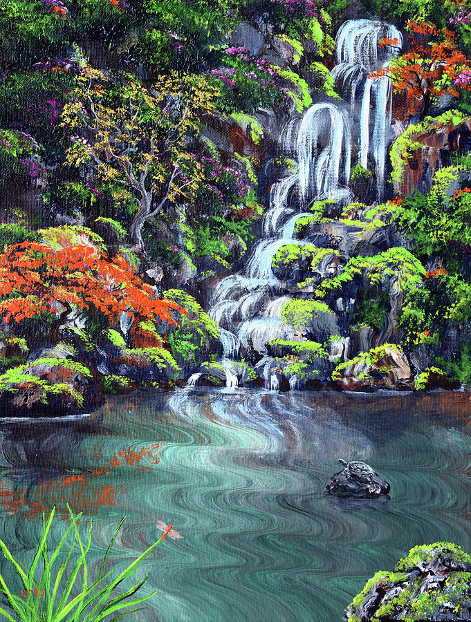 Heavenly Falls Painting by Laura Iverson