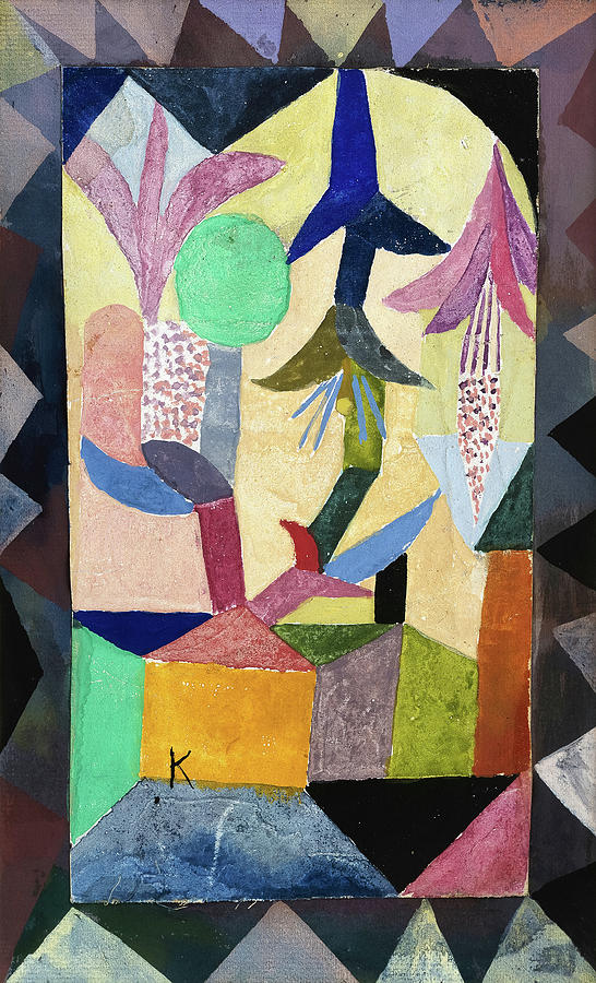 Paul Klee Painting - Heavenly Flowers above the Yellow House by Paul Klee