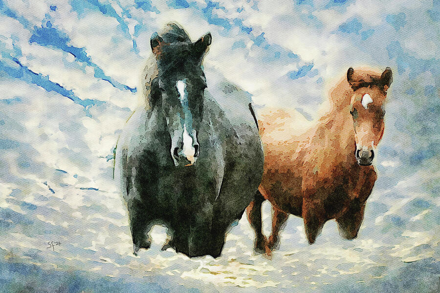 Heavenly Horses  Mixed Media by Shelli Fitzpatrick