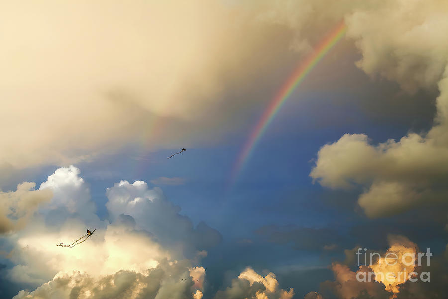 Heavenly, Kites, Clouds, Sunset and  Rainbows Photograph by Felix Lai