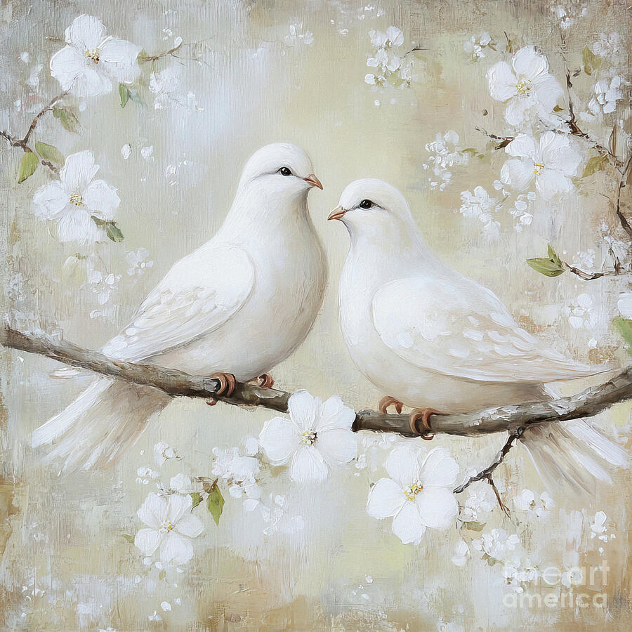 Heavenly Love Doves Painting by Tina LeCour Heavenly Love Doves Painting by Tina LeCour