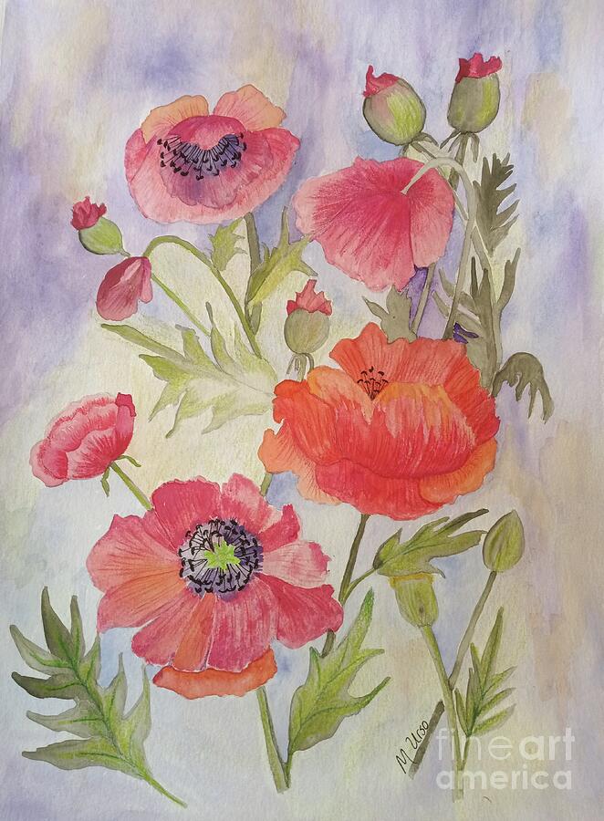 Heavenly Poppies Painting by Maria Urso