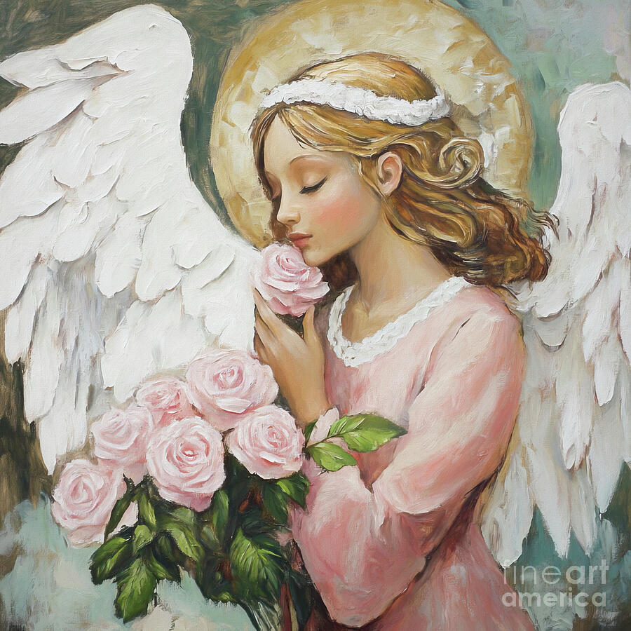 Heavenly Rose Angel Painting by Tina LeCour Heavenly Rose Angel Painting by Tina LeCour