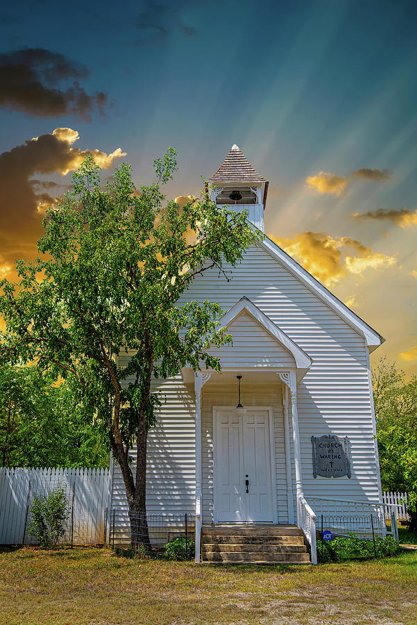 Heavenly Sunrays Over the Church at Waring Photograph by Lynn Bauer