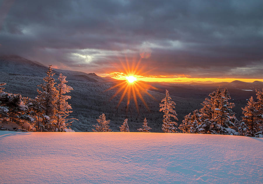 Heavenly Winter Sunburst 4/5 crop Photograph by White Mountain Images