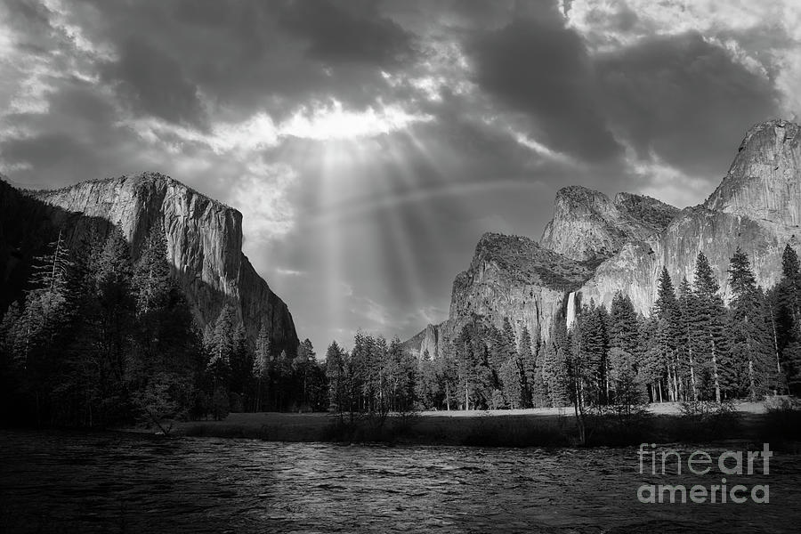 Heavens Gate Yosemite California BW  Photograph by Chuck Kuhn