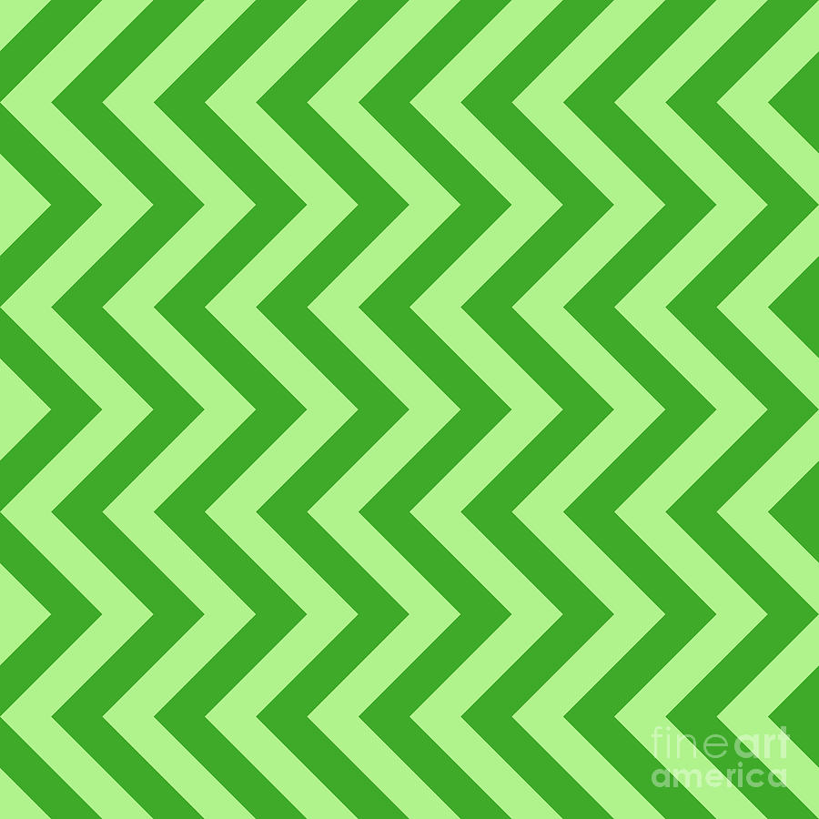 Heavy Chevron Zigzag Pattern In Light Apple And Grass Green N.1647 Painting