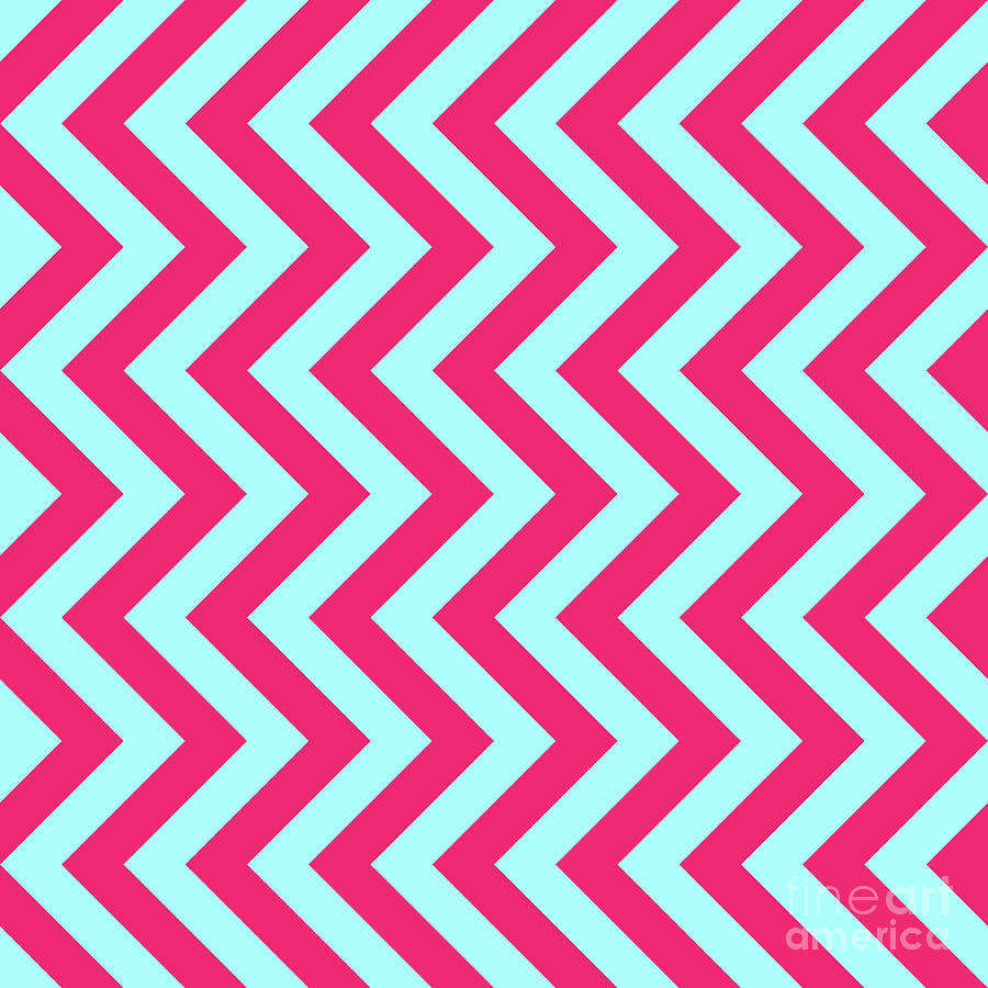 Heavy Chevron Zigzag Pattern In Light Aqua And Raspberry Pink N.0802 Painting