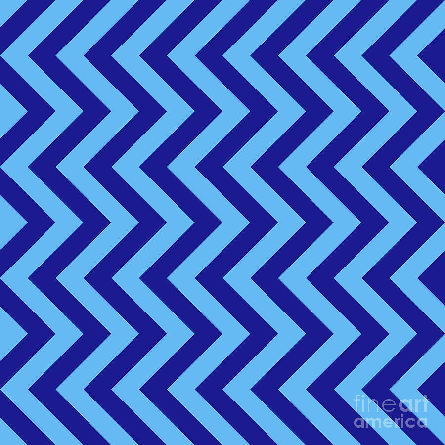 Heavy Chevron Zigzag Pattern In Summer Sky And Ultramarine Blue N.0023 Painting