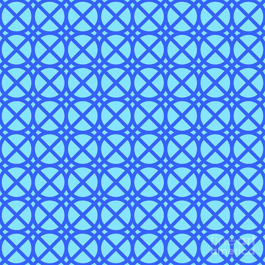 Heavy Circle On Diagonal Grid Pattern In Day Sky And Azul Blue N.0009 Painting