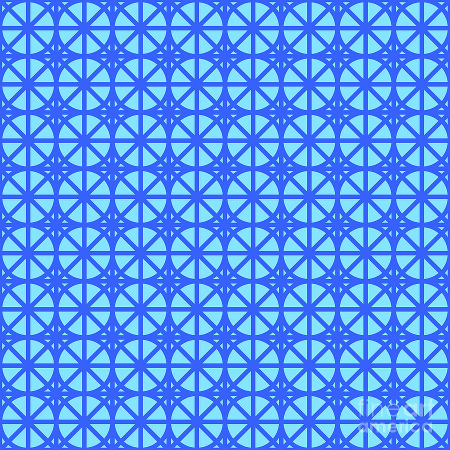 Heavy Circle On Isometric Grid Pattern In Day Sky And Azul Blue N.0980 Painting