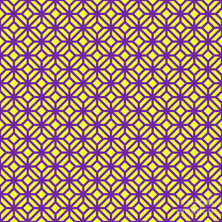 Heavy Cross Lattice Pattern In Sunny Yellow And Iris Purple N.1652 Painting