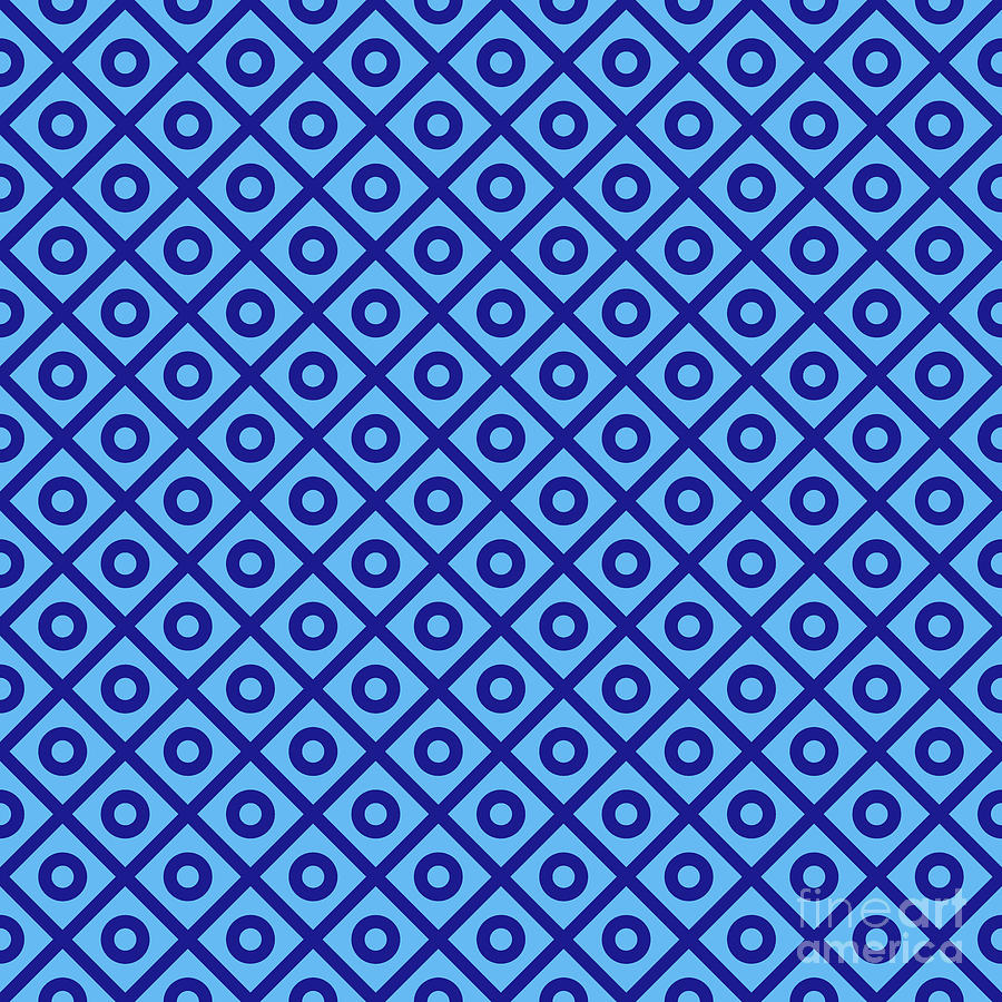 Heavy Diagonal Grid With Circle Pattern In Summer Sky And Ultramarine Blue N.2754 Painting