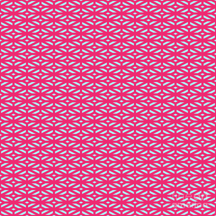 Heavy Diamond Cross Lattice Pattern In Light Aqua And Raspberry Pink N.2544 Painting
