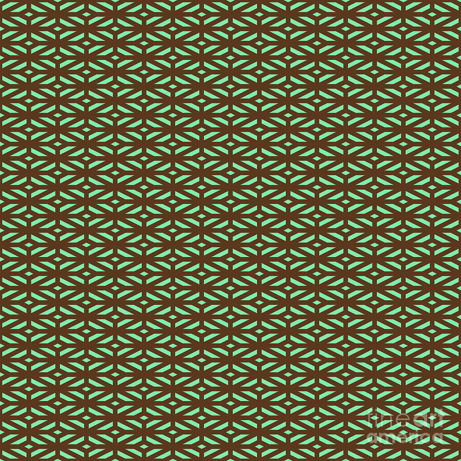 Heavy Diamond Cross Lattice Pattern in Mint Green And Chocolate Brown n.3082 Painting by Holy Rock Design