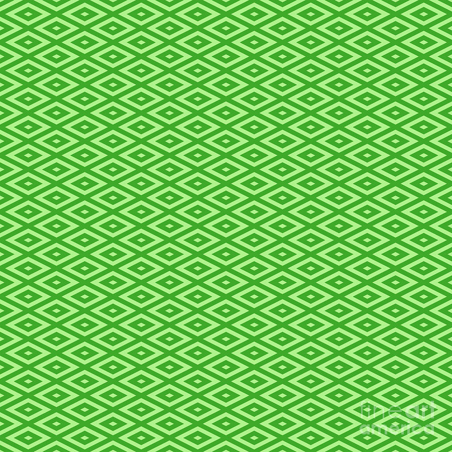 Heavy Diamond Grid With Center Inset Pattern In Light Apple And Grass Green N.2571 Painting