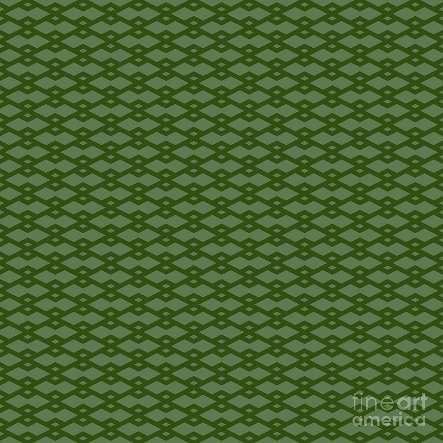 Heavy Diamond Grid With Double Inset Pattern in Cactus And Dark Olive Green n.2578 Painting by Holy Rock Design