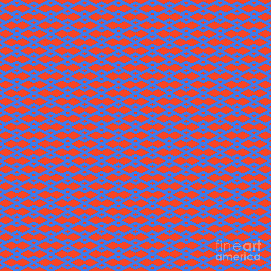 Heavy Diamond Grid With Double Inset Pattern In Red Orange And True Blue N.1910 Painting