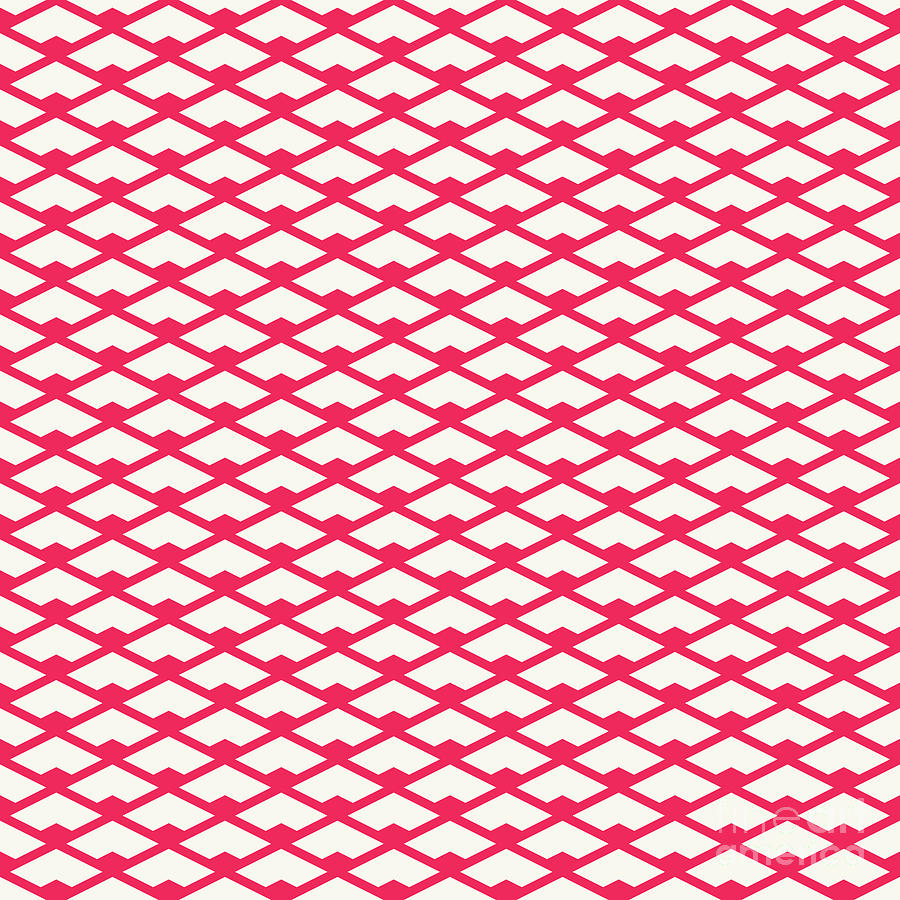 Heavy Diamond Grid With Inset Pattern in Eggshell White And Ruby Pink n.3040 Painting by Holy Rock Design