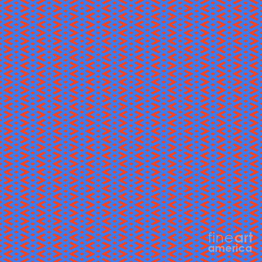 Heavy Diamond Grid With Triple Inset Pattern In Red Orange And True Blue N.2019 Painting