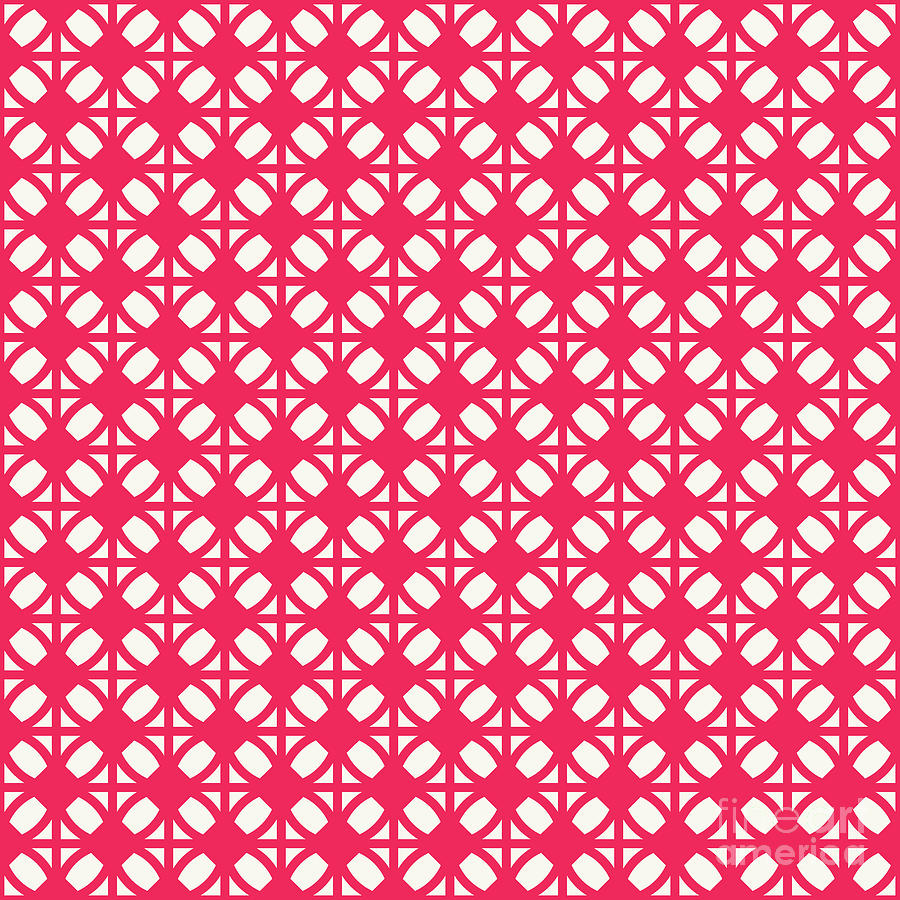 Heavy Diamond In Hex Grid Pattern In Eggshell White And Ruby Pink N.1597 Painting