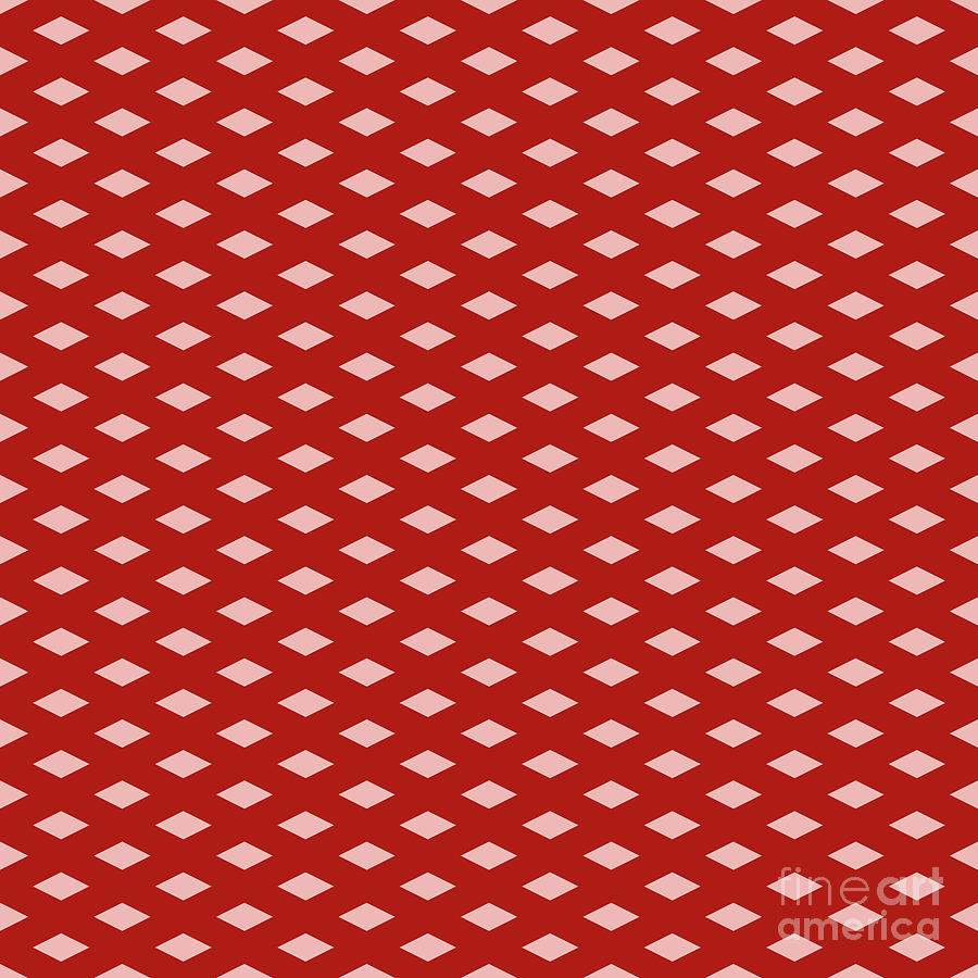 Heavy Diamond Japanese Hishi Pattern in Light Coral And Venetian Red n.2927 Painting by Holy Rock Design