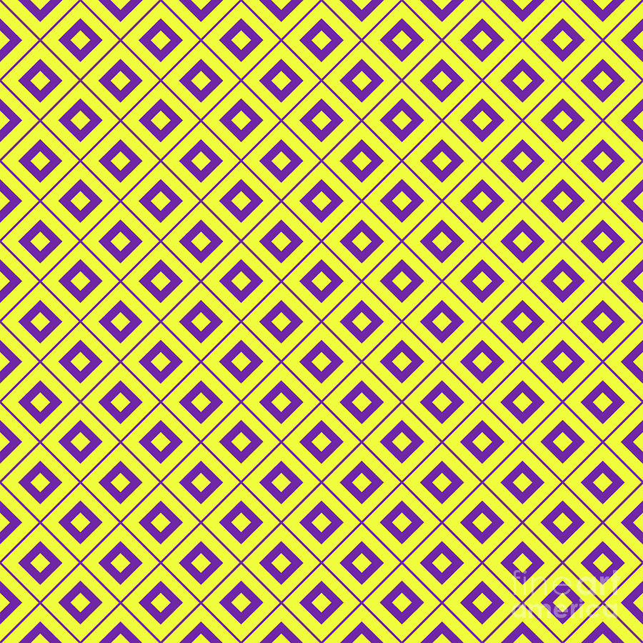 Heavy Diamond Light Diagonal Grid Pattern In Sunny Yellow And Iris Purple N.1098 Painting
