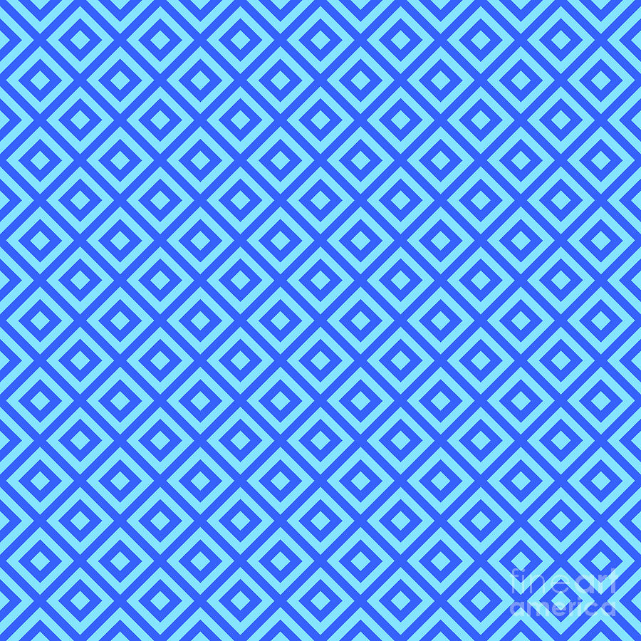 Heavy Diamond On Diagonal Grid Pattern In Day Sky And Azul Blue N.0361 Painting