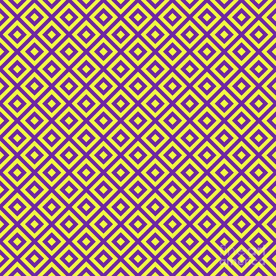 Heavy Diamond On Diagonal Grid Pattern In Sunny Yellow And Iris Purple N.1780 Painting