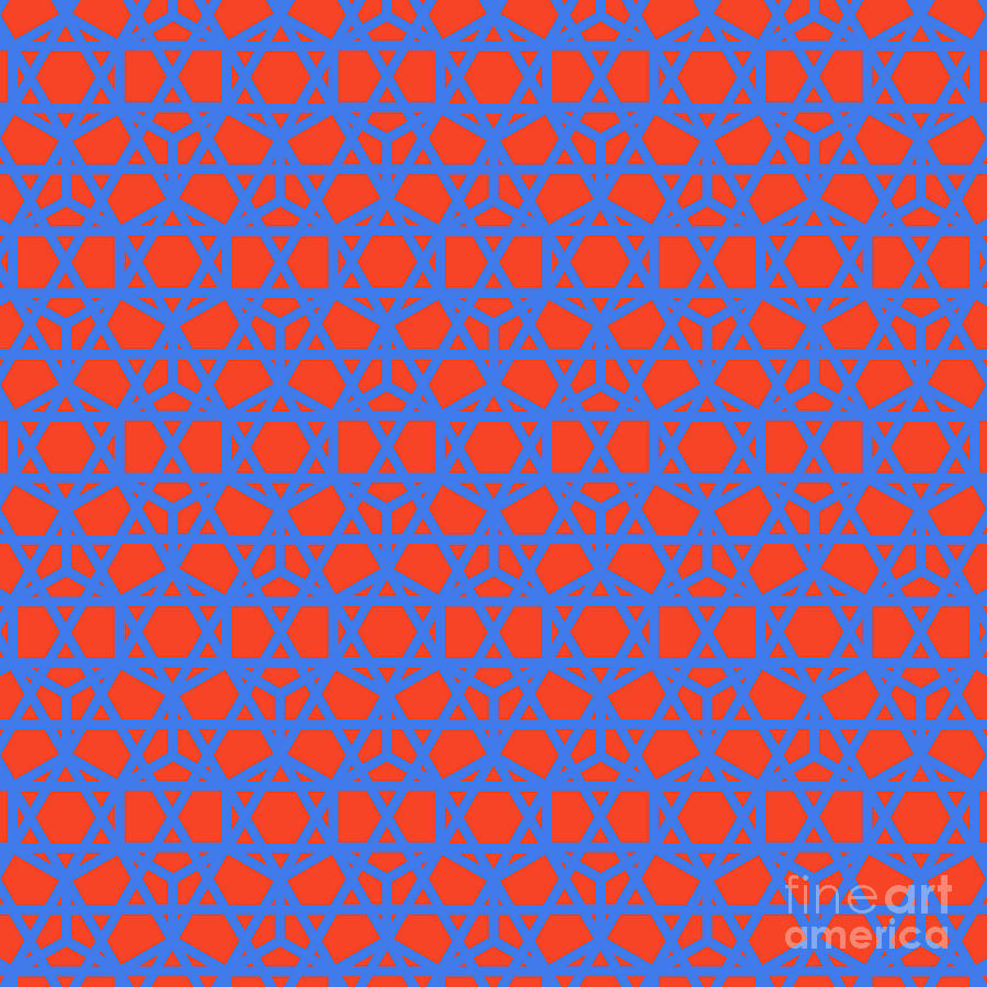 Heavy Honeycomb With Star Grid Pattern In Red Orange And True Blue N.2310 Painting