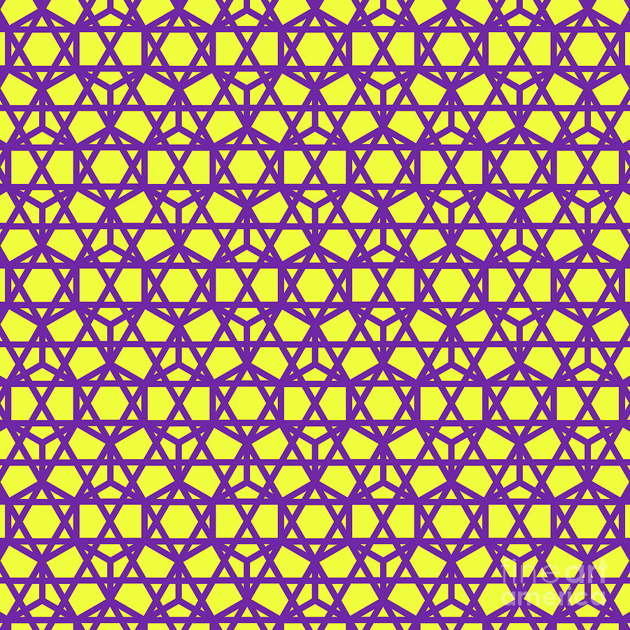 Heavy Honeycomb With Star Grid Pattern In Sunny Yellow And Iris Purple N.2170 Painting