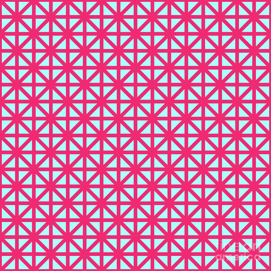 Heavy Isometric Grid Lattice Pattern In Light Aqua And Raspberry Pink N.0928 Painting
