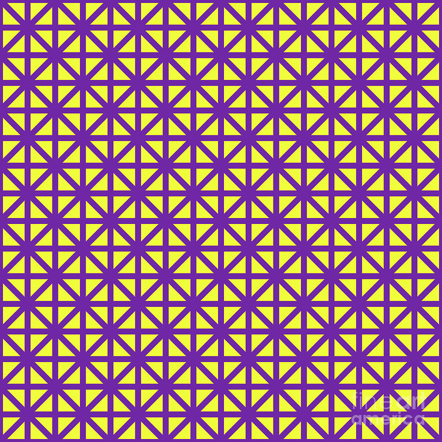 Heavy Isometric Grid Lattice Pattern In Sunny Yellow And Iris Purple N.0061 Painting