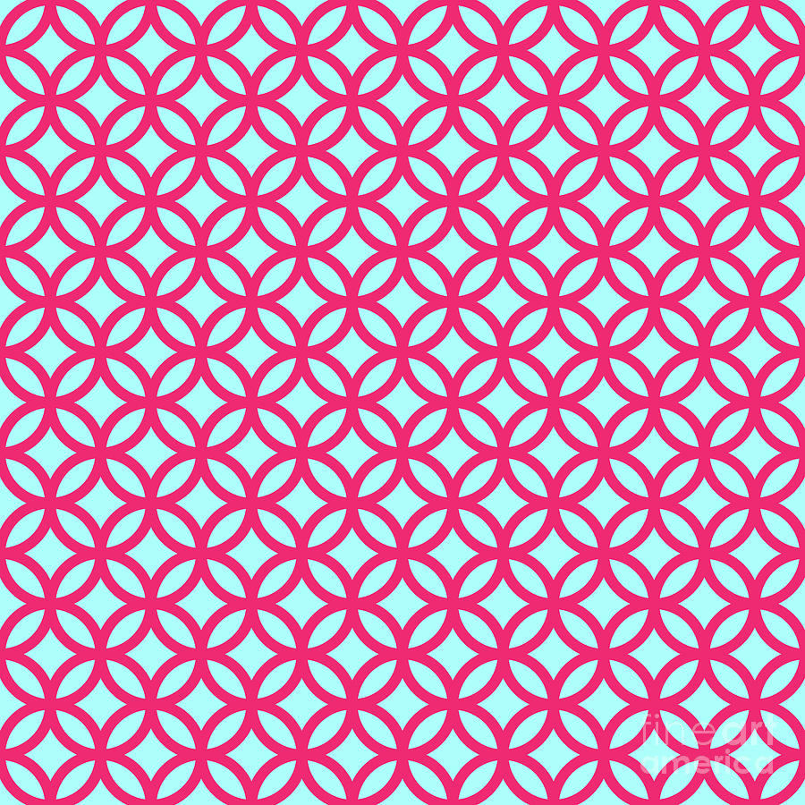 Heavy Japanese Shippo Circle Pattern In Light Aqua And Raspberry Pink N.1362 Painting