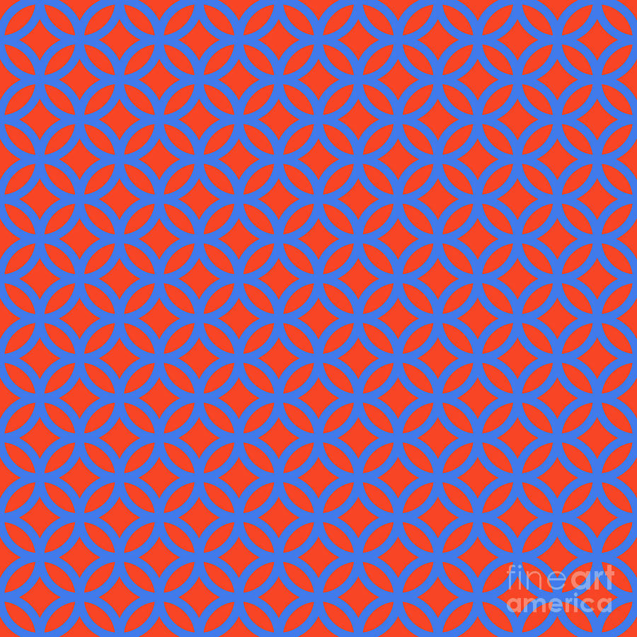 Heavy Japanese Shippo Circle Pattern In Red Orange And True Blue n.0946 ...