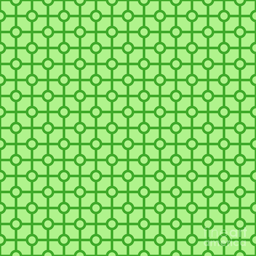 Heavy Line Grid With Circle Dots Pattern In Light Apple And Grass Green N.3111 Painting