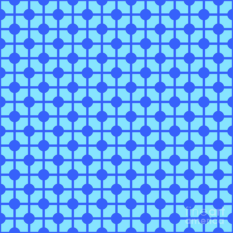 Heavy Line Grid With Filled Circle  Pattern in Day Sky And Azul Blue n.1851 Painting by Holy Rock Design