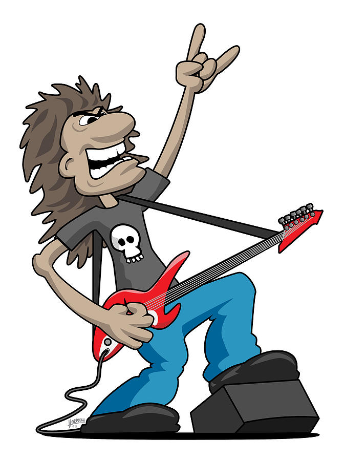 Heavy Metal Rock Guitarist Cartoon Digital Art By Jeff Hobrath - Pixels