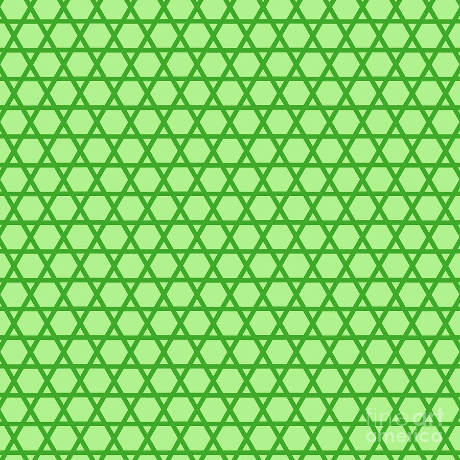 Heavy Six Pointed Star Weave Grid Pattern in Light Apple And Grass Green  n.2027 Painting by Holy Rock Design - Fine Art America