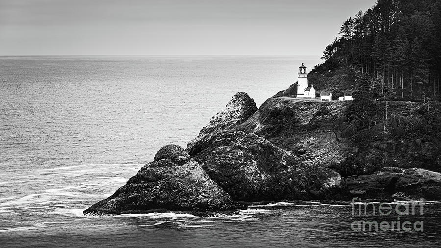 Heceta Head In Black And White Photograph