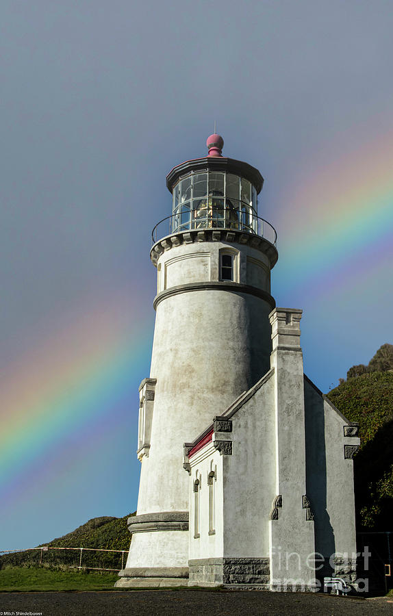 Heceta Head Lighthouse Rainbow Photograph by Mitch Shindelbower
