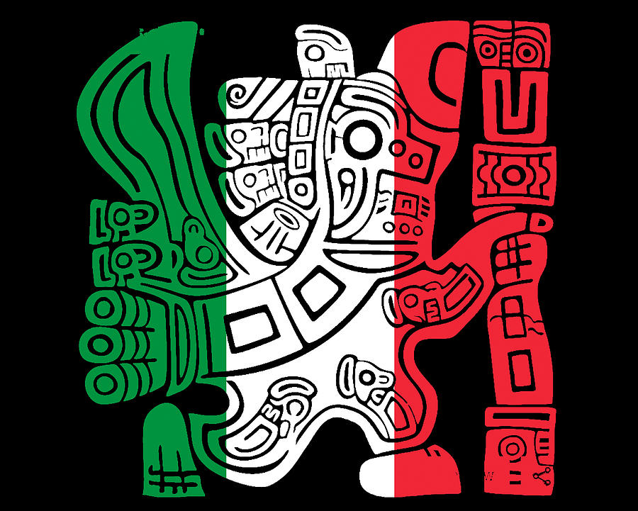 Hecho En Mexico Aztec Calendar Mexican Eagle Bird Phoenix Inca Mayan Painting by Tony Rubino