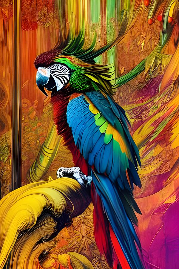 Hector The Parrot Digital Art by Beverly Read