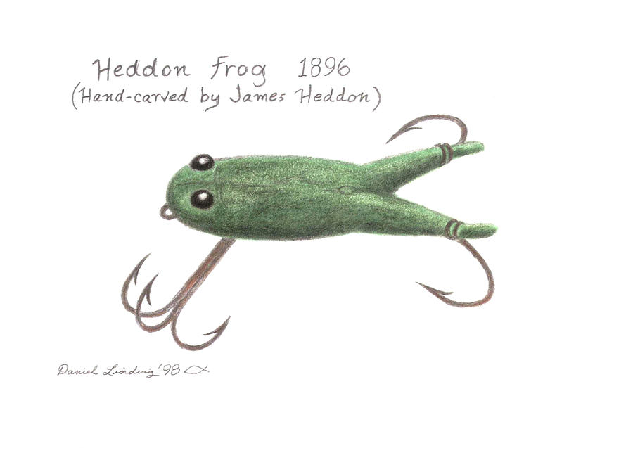 Heddon Frog Antique Lure Drawing by Daniel Lindvig - Fine Art America