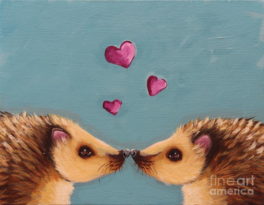 Hedgehog Couple Painting by Lucia Stewart