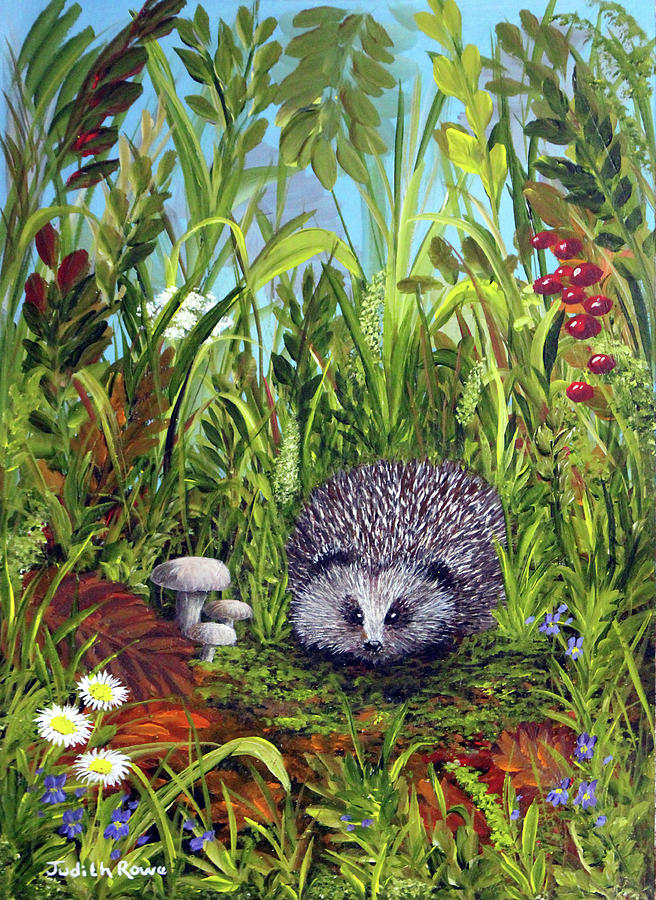 Hedgehog Painting by Judith Rowe