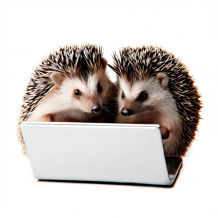 Hedgehogs on a Laptop Digital Art by David Manlove
