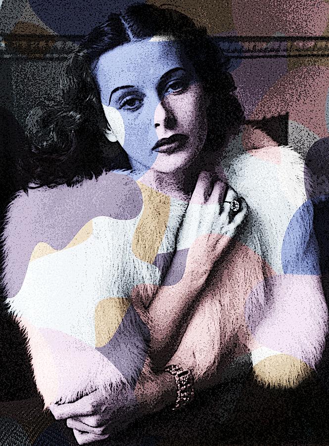 Hedy Lamarr modernized portrait Mixed Media by Movie World Posters