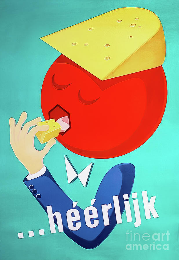 Heerlijk Cheese Advertising Poster 1960 Drawing by M G Whittingham