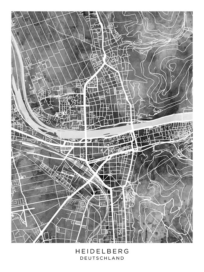 Heidelberg Germany City Map #00 Digital Art by Michael Tompsett